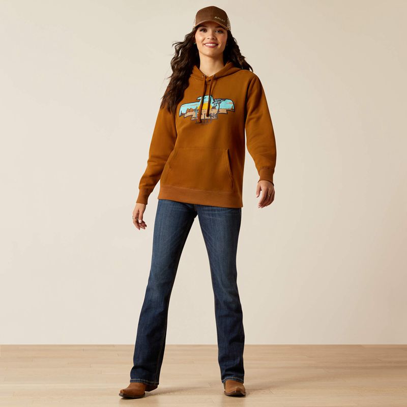 Ariat Horizon Hoodie Chestnut Horse Femme | NAA-77843476