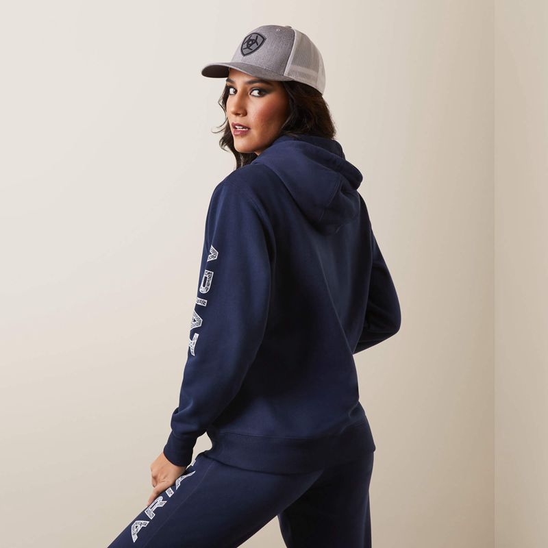 Ariat Logo Hoodie Bleu Marine Femme | SOF-90773502