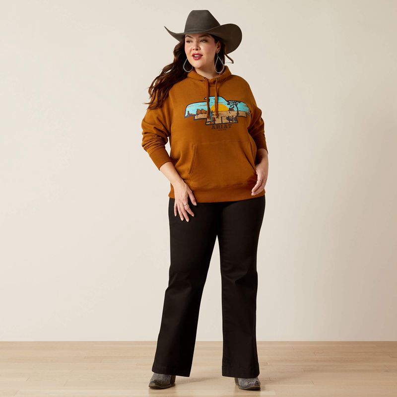 Ariat Horizon Hoodie Chestnut Horse Femme | NAA-77843476