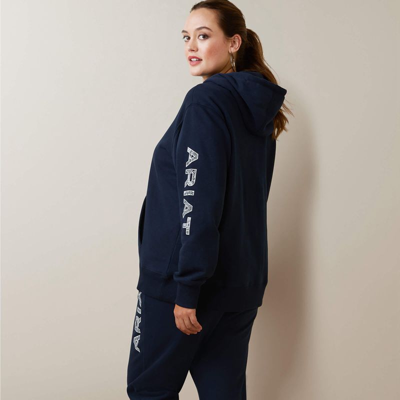 Ariat Logo Hoodie Bleu Marine Femme | SOF-90773502