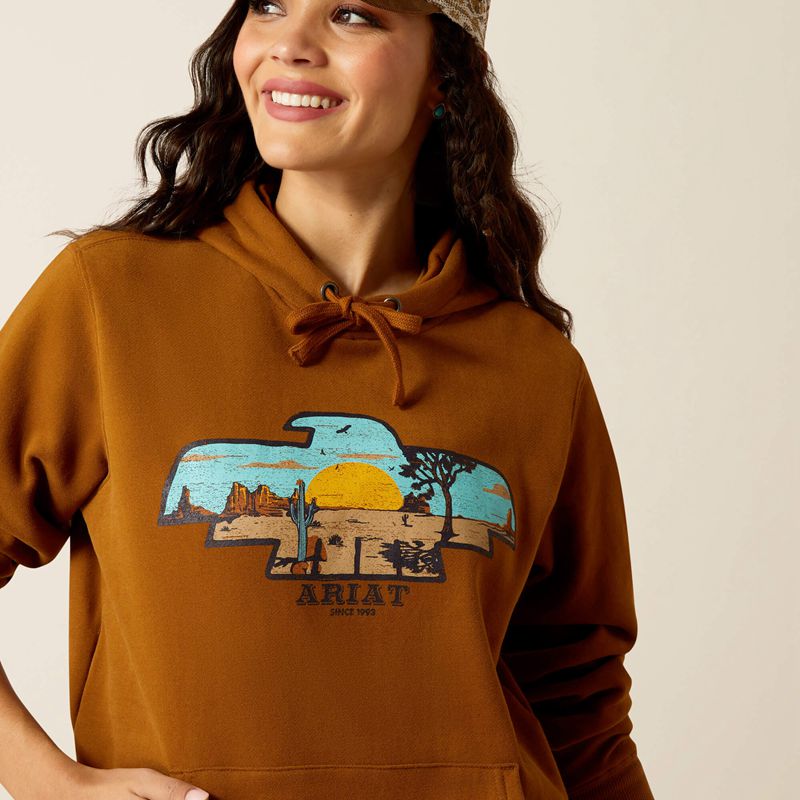 Ariat Horizon Hoodie Chestnut Horse Femme | NAA-77843476