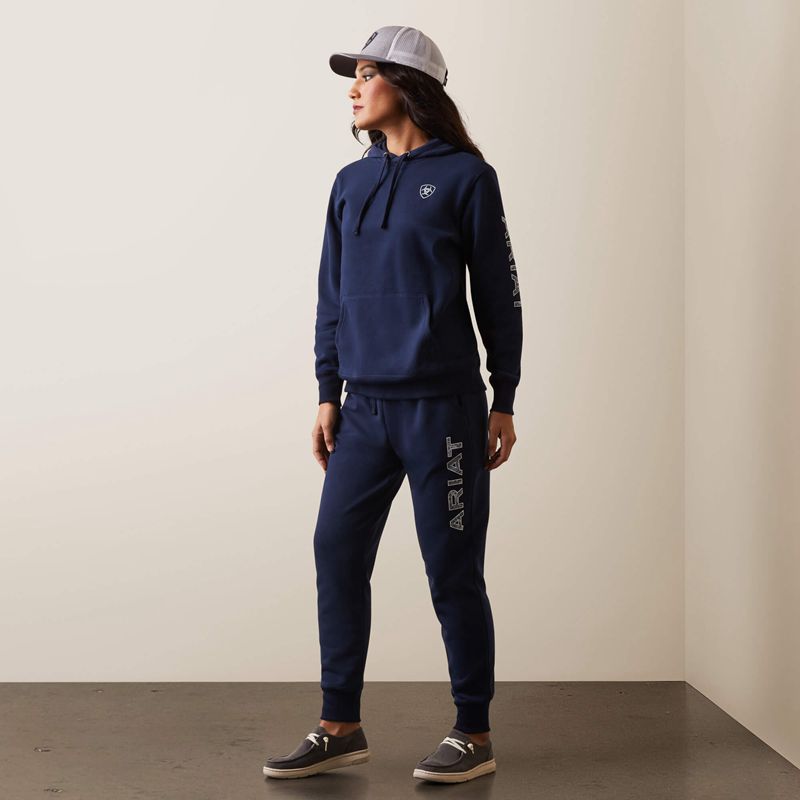 Ariat Logo Hoodie Bleu Marine Femme | SOF-90773502