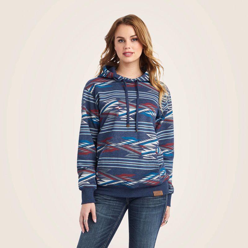 Ariat All Over Print Chimayo Hoodie Bleu Marine Femme | WKJ-08365594