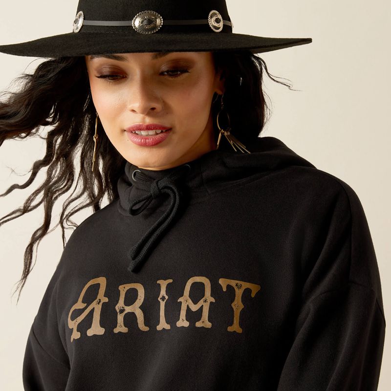 Ariat Essential Hoodie Black/Leopard Femme | YXR-30272388