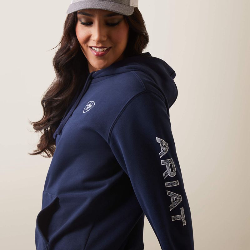 Ariat Logo Hoodie Bleu Marine Femme | SOF-90773502