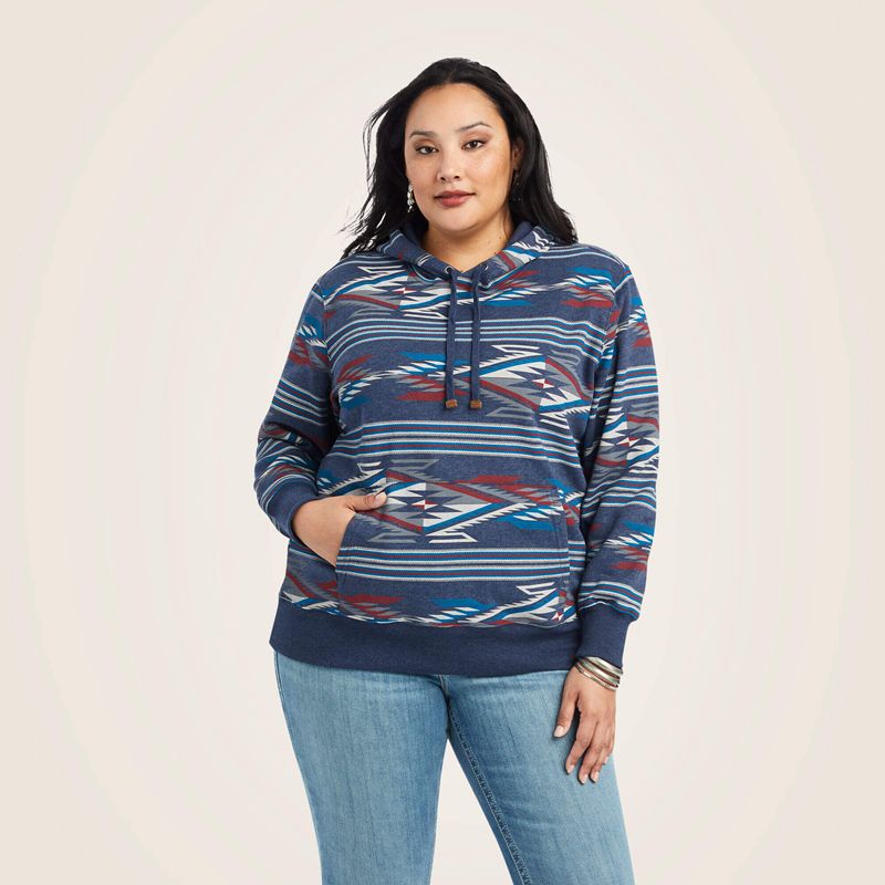 Ariat All Over Print Chimayo Hoodie Bleu Marine Femme | WKJ-08365594