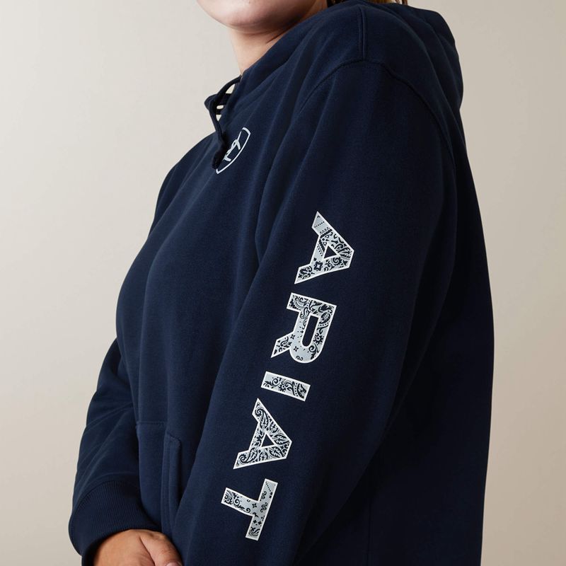 Ariat Logo Hoodie Bleu Marine Femme | SOF-90773502