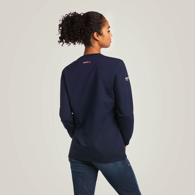 Ariat Fr Stretch Logo T-Shirt Navy/Usa Femme | KFJ-21441321