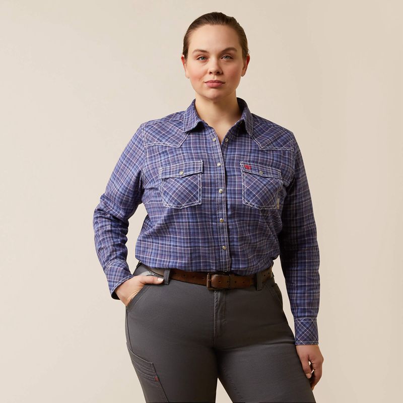 Ariat Fr Tillie Snap Work Shirt Bleu Femme | LSI-00676842