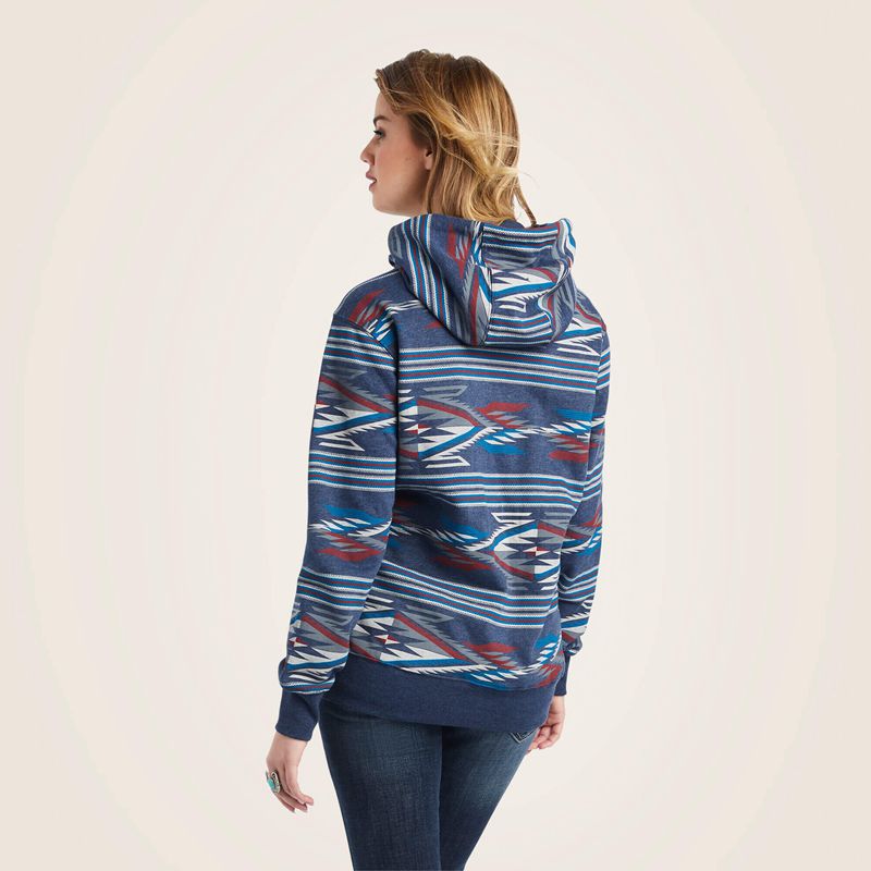 Ariat All Over Print Chimayo Hoodie Bleu Marine Femme | WKJ-08365594