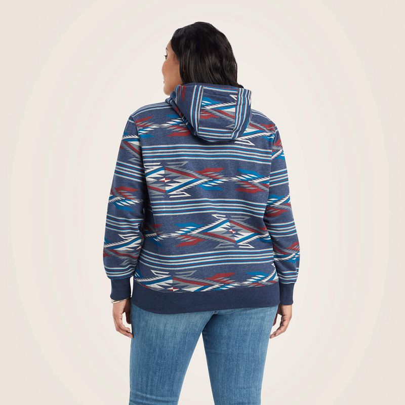 Ariat All Over Print Chimayo Hoodie Bleu Marine Femme | WKJ-08365594