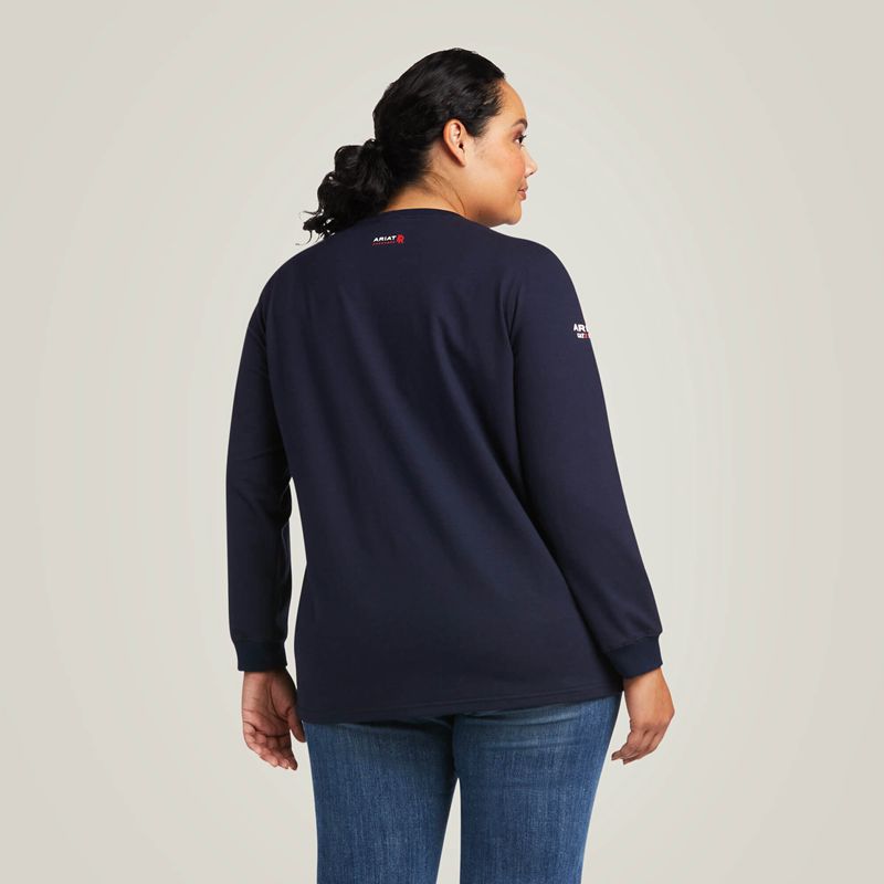 Ariat Fr Stretch Logo T-Shirt Navy/Usa Femme | KFJ-21441321