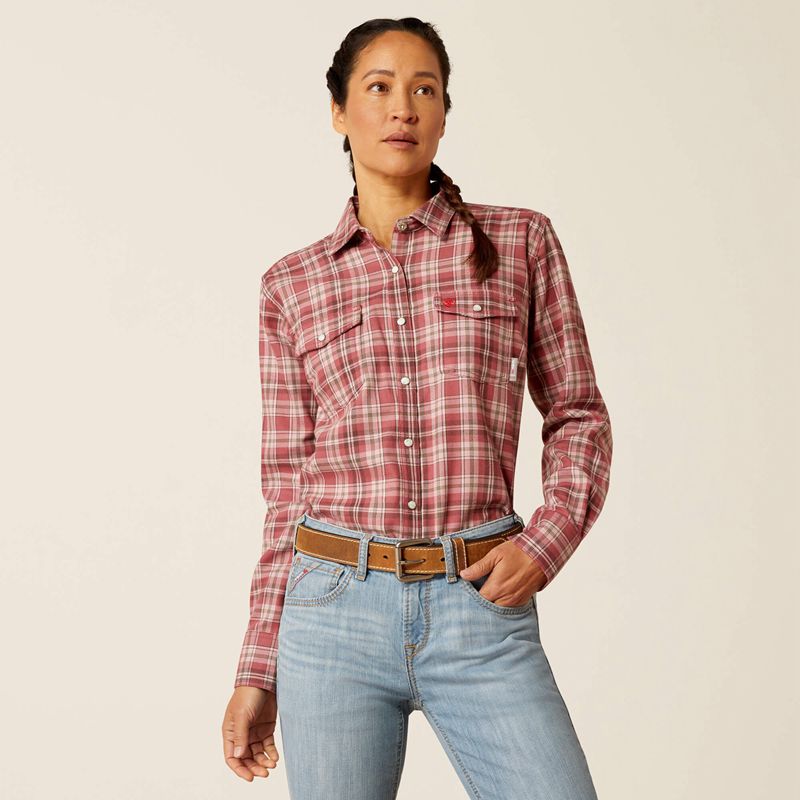 Ariat Fr Ruby Snap Work Shirt Roan Rouge Femme | NFG-16722433