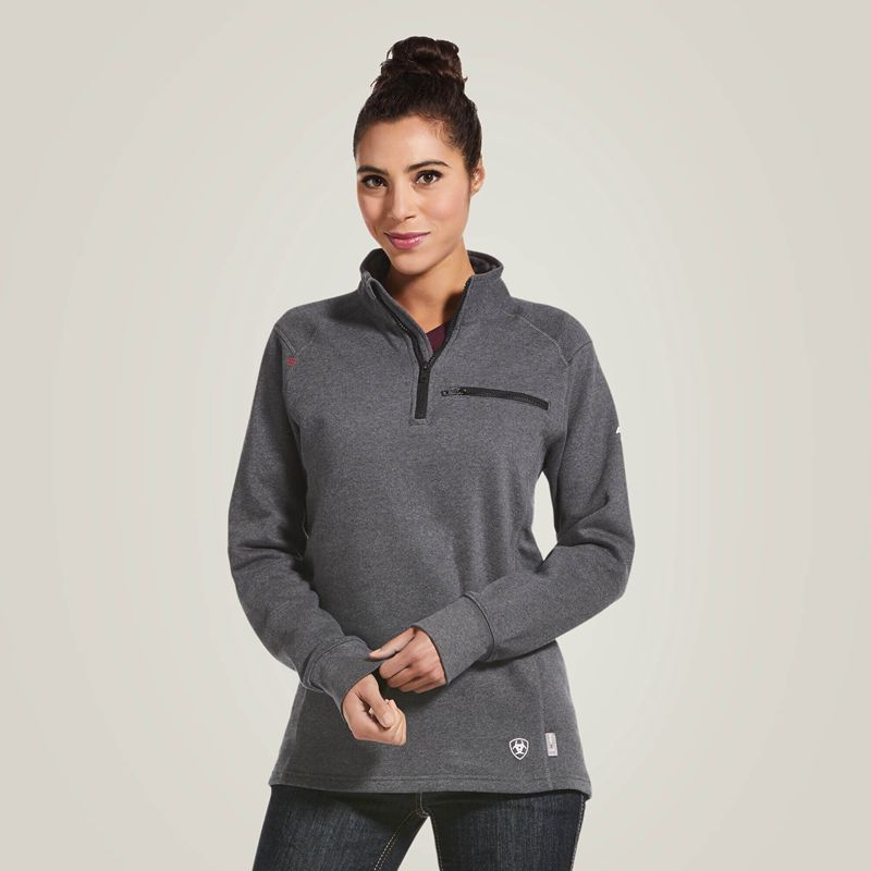 Ariat Fr Rev 1/4 Zip Top Charcoal Heather Femme | YFS-31729025