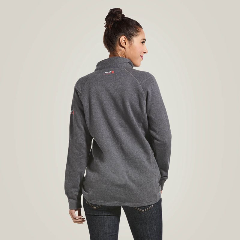 Ariat Fr Rev 1/4 Zip Top Charcoal Heather Femme | YFS-31729025