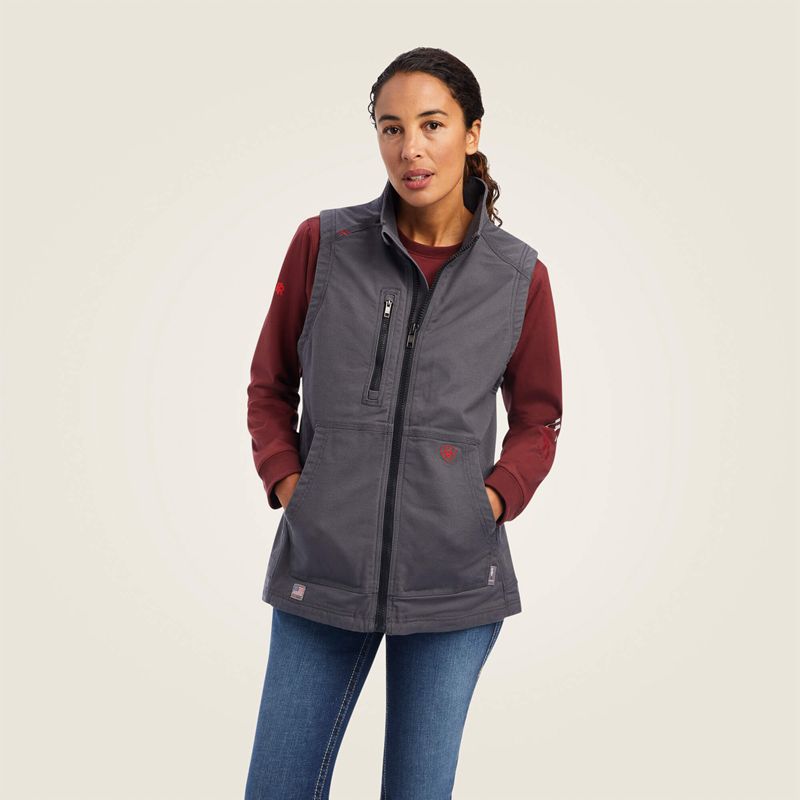 Ariat Fr Duralight Cordura Canvas Vest Grise Femme | FKG-89373304