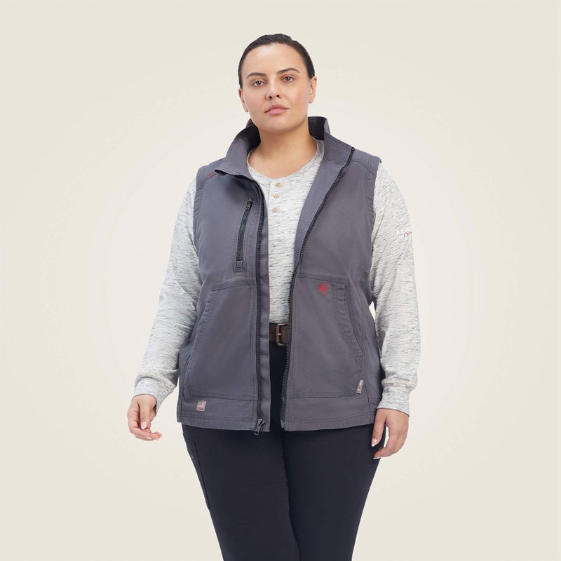 Ariat Fr Duralight Cordura Canvas Vest Grise Femme | FKG-89373304