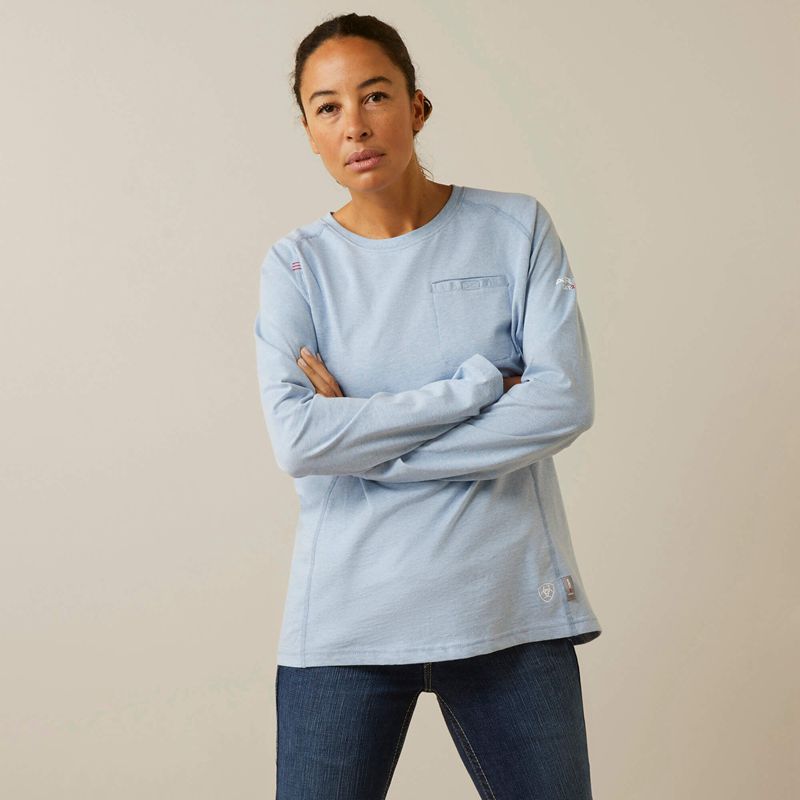 Ariat Fr Air Crew T-Shirt Bleu Femme | MEX-78479085