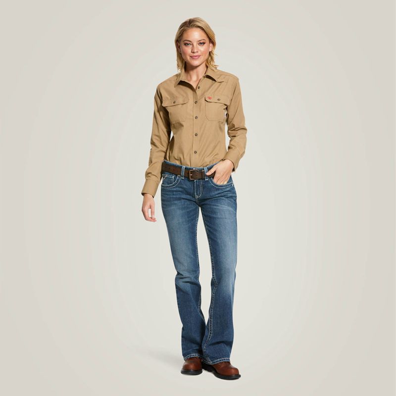 Ariat Fr Featherlight Work Shirt Kaki Femme | RSW-29796238