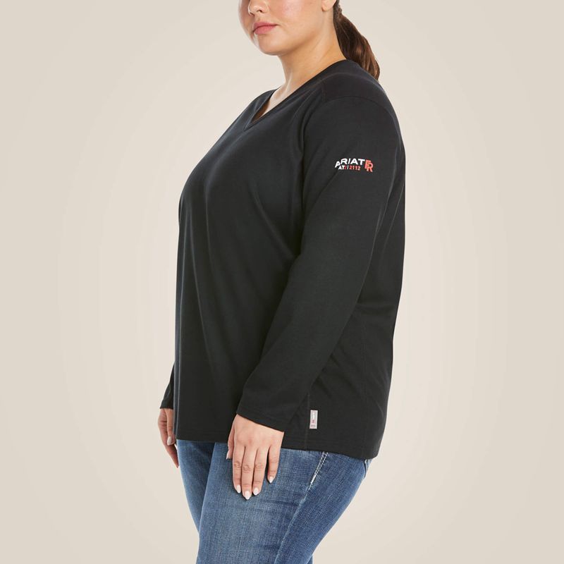 Ariat Fr Ac Crew Top Noir Femme | ZHJ-60394460