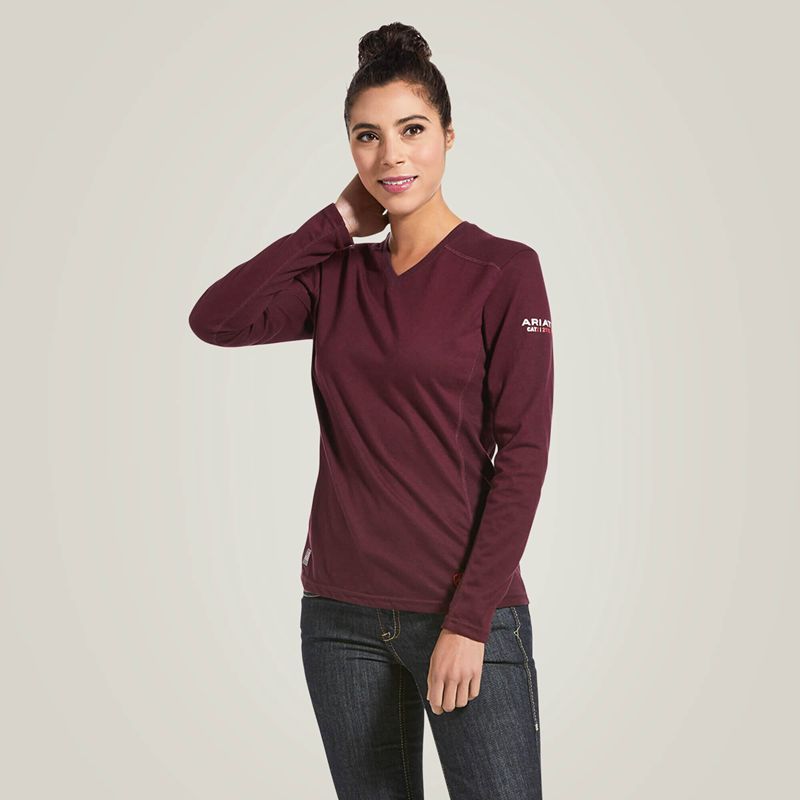 Ariat Fr Ac Crew Top Malbec Femme | KXV-16631003