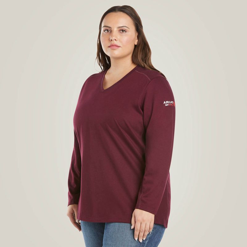 Ariat Fr Ac Crew Top Malbec Femme | KXV-16631003