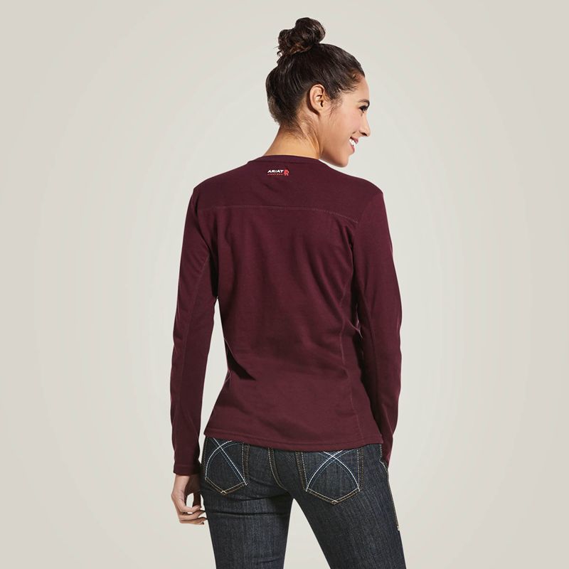 Ariat Fr Ac Crew Top Malbec Femme | KXV-16631003