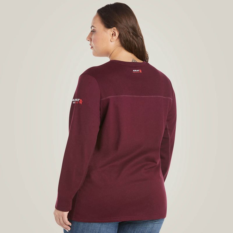 Ariat Fr Ac Crew Top Malbec Femme | KXV-16631003