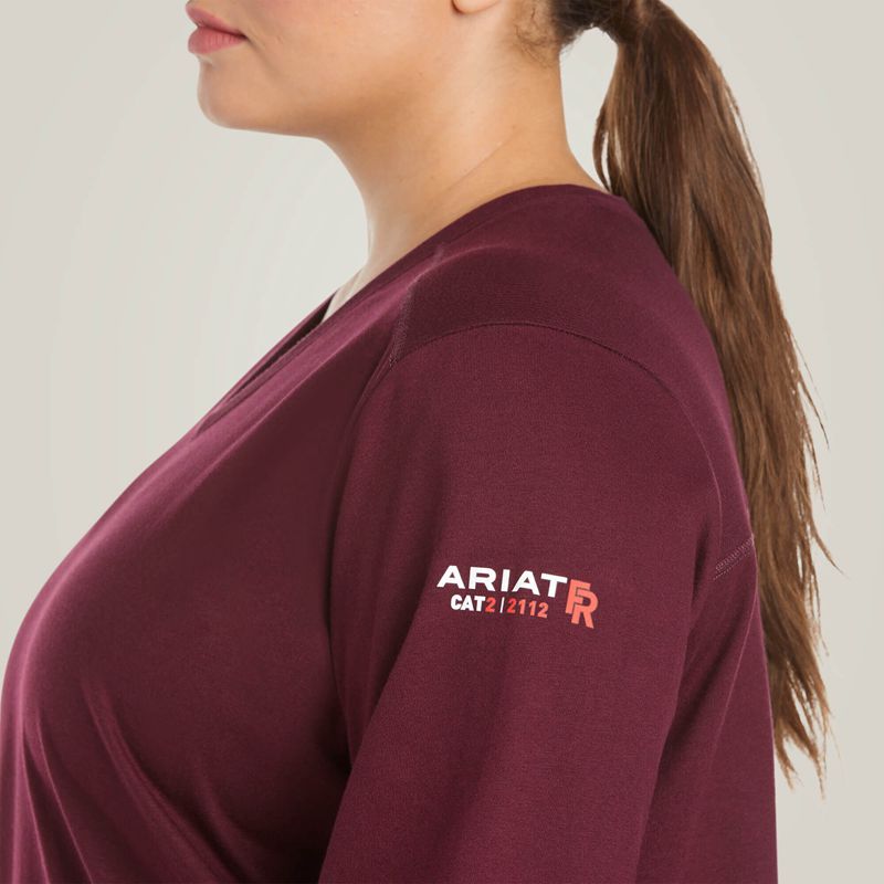 Ariat Fr Ac Crew Top Malbec Femme | KXV-16631003