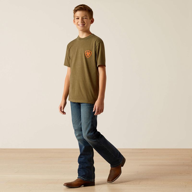 Ariat Grain Flag T-Shirt Military Heather Enfant | JMP-02246015