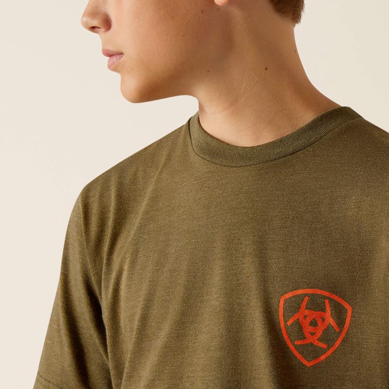 Ariat Grain Flag T-Shirt Military Heather Enfant | JMP-02246015