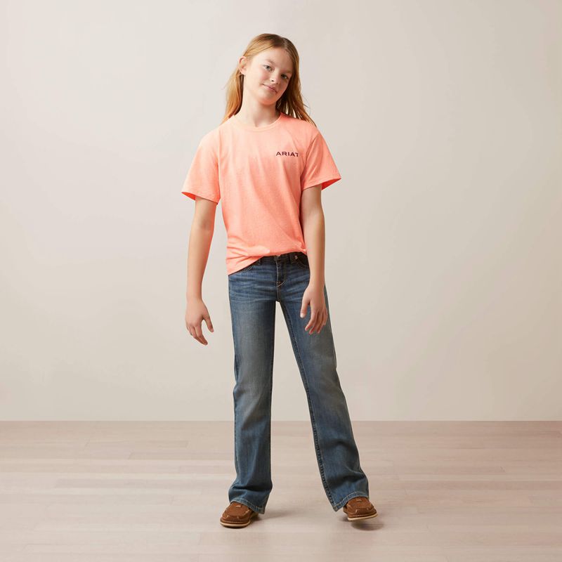 Ariat Gila River Tee Neon Peach Heather Enfant | UFP-81675322