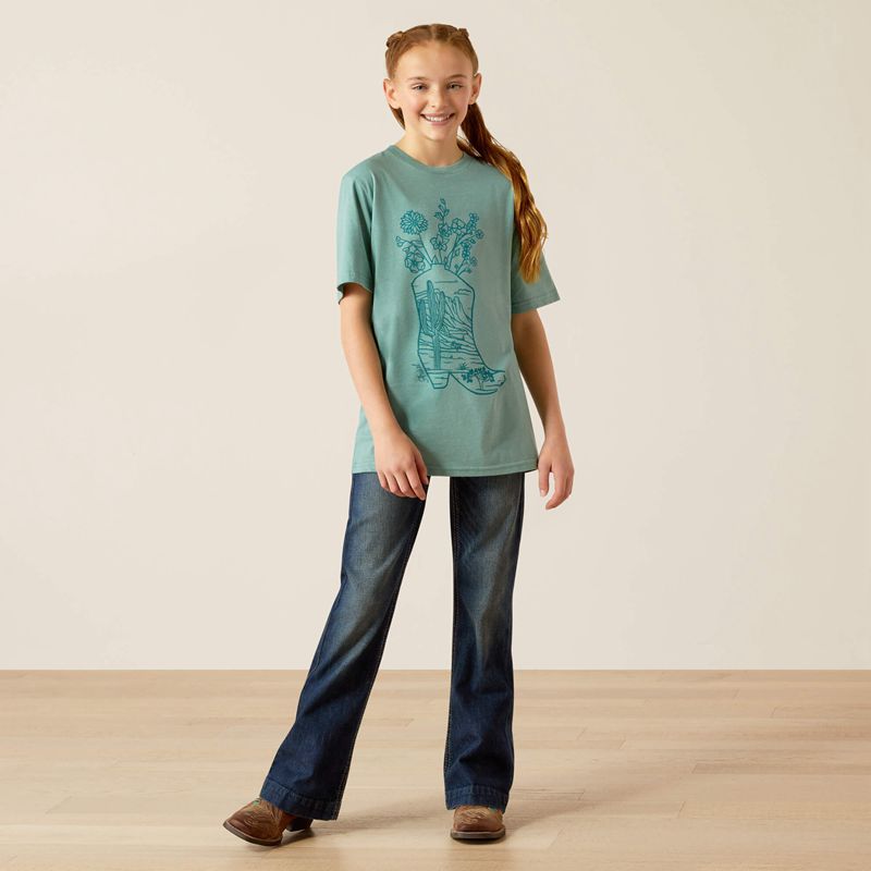 Ariat Garden Boot T-Shirt Bleu Enfant | UXX-06333541