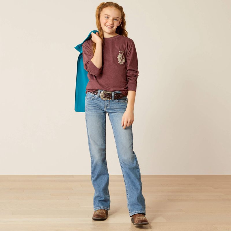 Ariat Fine Boots And Denim T-Shirt Bordeaux Enfant | LNG-55804299