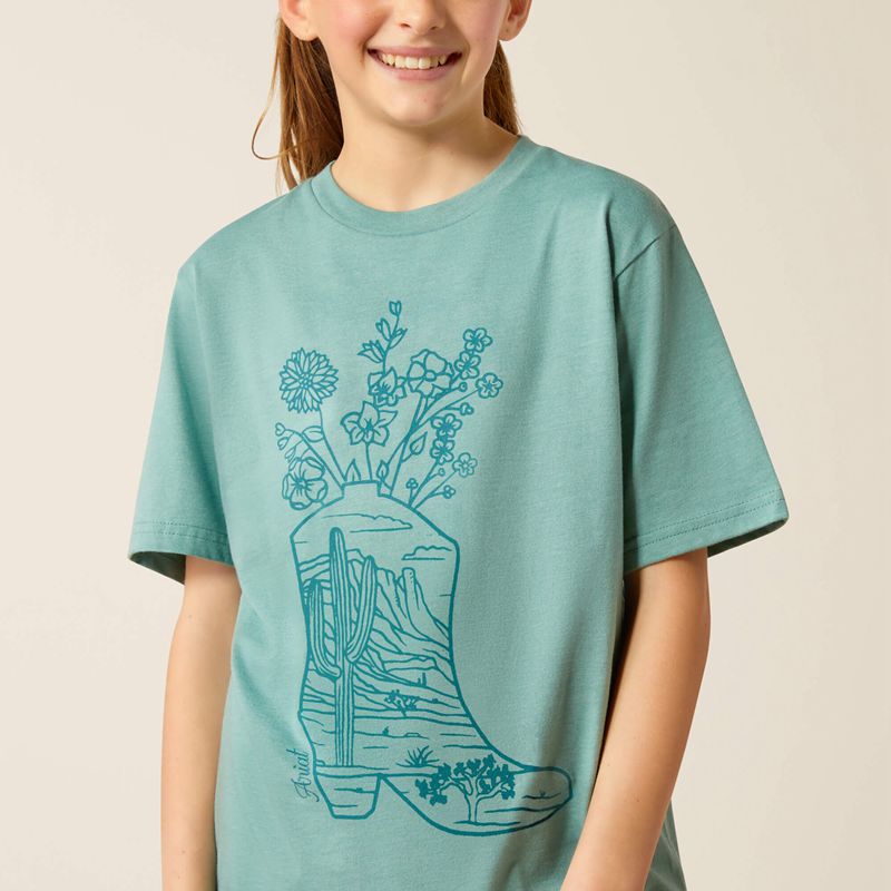 Ariat Garden Boot T-Shirt Bleu Enfant | UXX-06333541