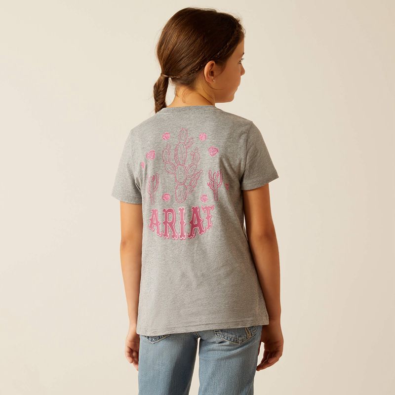 Ariat Cactus Rose T-Shirt Grise Enfant | OEV-59705779