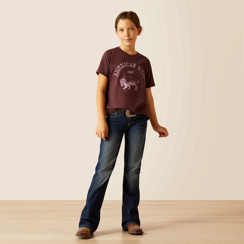 Ariat American West T-Shirt Wine Enfant | FJP-53678555