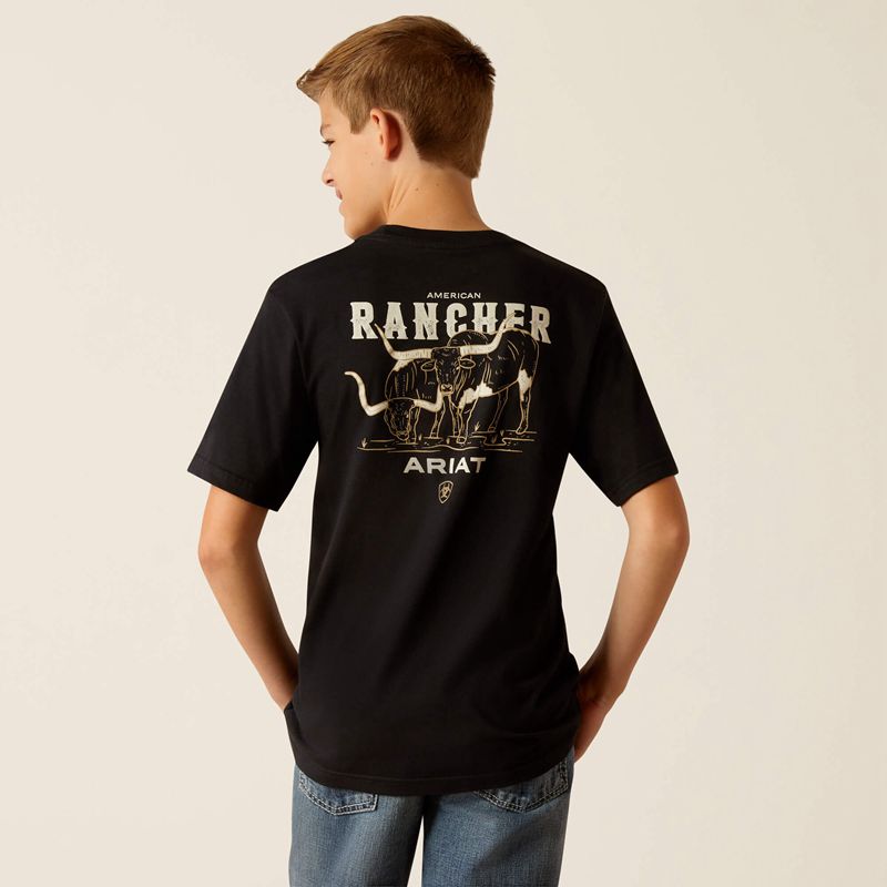 Ariat American Rancher T-Shirt Noir Enfant | TGF-19666298