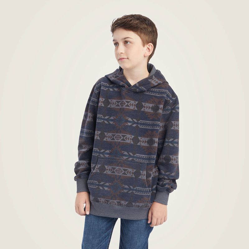 Ariat Printed Overdyed Washed Sweater Bleu Enfant | EQH-40494856