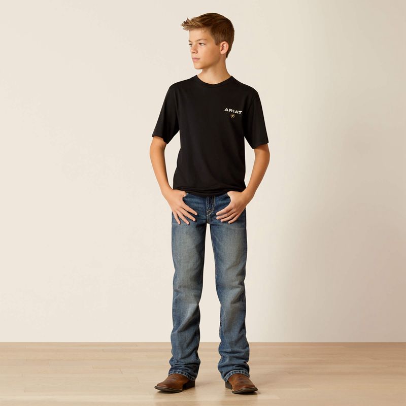 Ariat American Rancher T-Shirt Noir Enfant | TGF-19666298