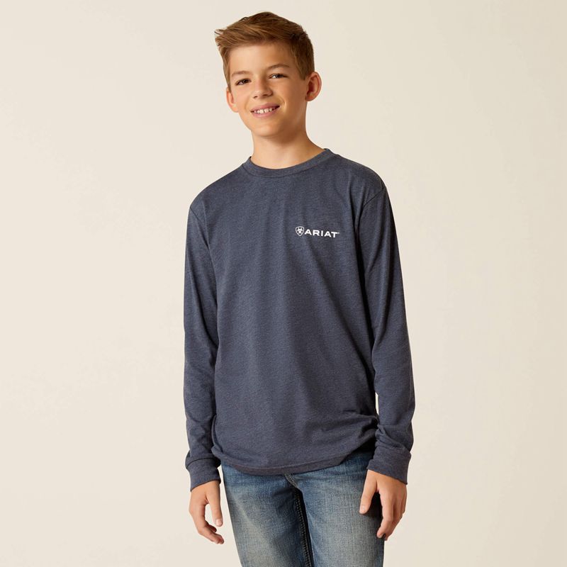 Ariat American Original Circle T-Shirt Bleu Marine Enfant | UTP-90727805