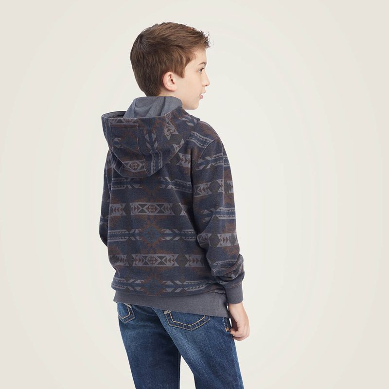 Ariat Printed Overdyed Washed Sweater Bleu Enfant | EQH-40494856