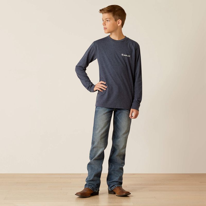 Ariat American Original Circle T-Shirt Bleu Marine Enfant | UTP-90727805