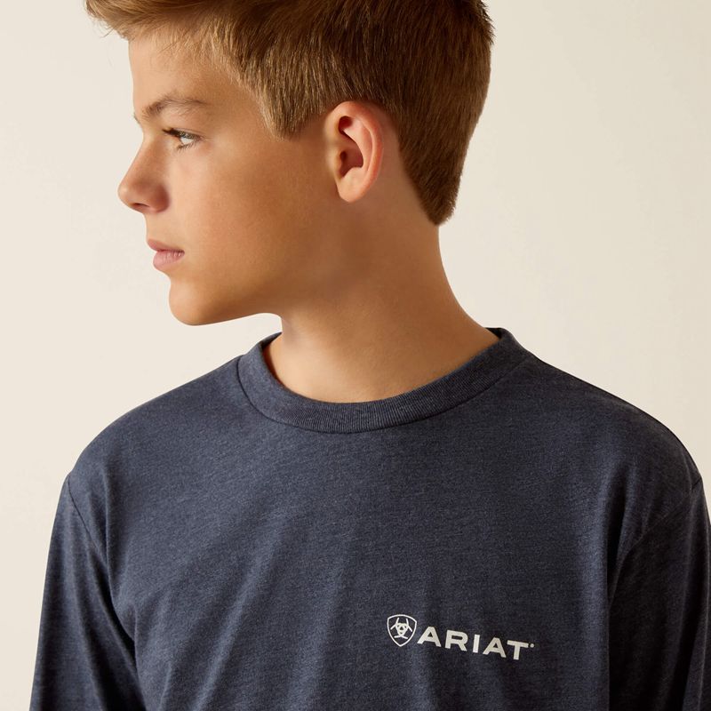 Ariat American Original Circle T-Shirt Bleu Marine Enfant | UTP-90727805