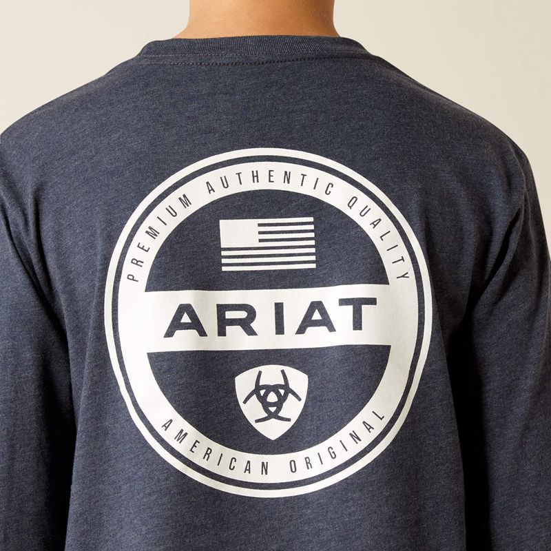 Ariat American Original Circle T-Shirt Bleu Marine Enfant | UTP-90727805