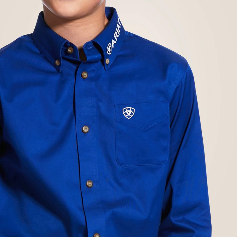 Ariat Team Logo Twill Classic Fit Shirt Ultramarine/White Enfant | BPV-80891174