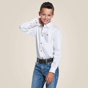 Ariat Solid Twill Classic Fit Shirt Blanche Enfant | MMO-49168989