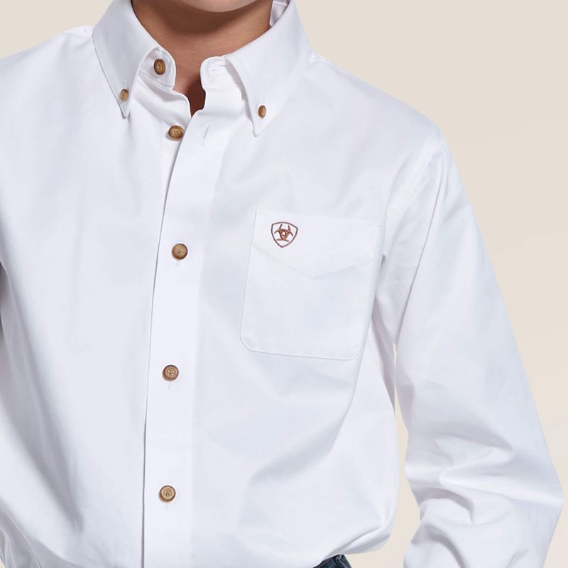 Ariat Solid Twill Classic Fit Shirt Blanche Enfant | MMO-49168989