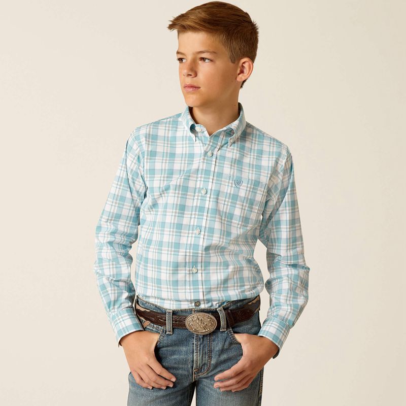 Ariat Pro Series Edward Classic Fit Shirt Bleu Foncé Enfant | CRC-24141850