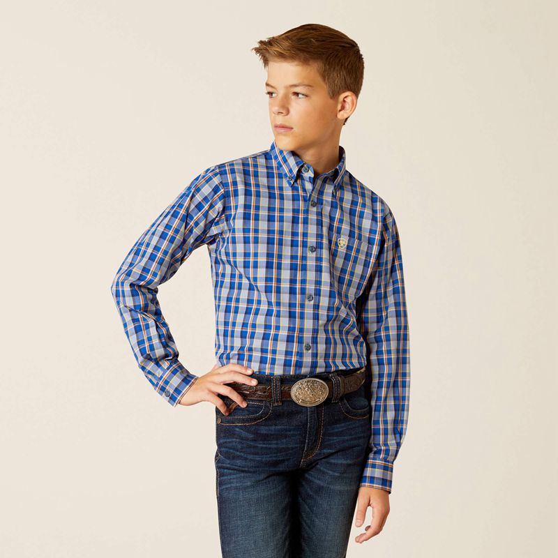 Ariat Pro Reggie Classic Fit Shirt Bleu Royal Bleu Enfant | TKJ-10741701